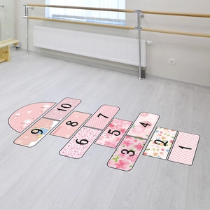 Cartoon Pink Floral Hopscotch Wall Decal PVC Number Floor Sticker For Kids Room Playroom Nursery Home Wall Decoration