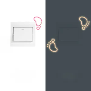 Glow-in-the-dark heart switch sticker showing day and night luminous effect contrast