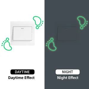 Luminous heart and dot wall switch stickers showing daytime and night glowing effects