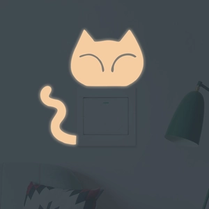 Autocollant mural chat phosphorescent avec lumière jaune chaude pour décor d'interrupteur