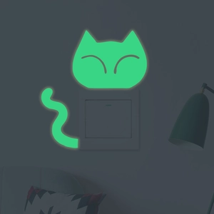 Sticker chat lumineux pour interrupteur avec effet fluorescent vert dans le noir