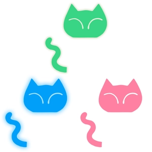 Stickers muraux chat lumineux en vert, bleu et rose pour décoration d'interrupteur