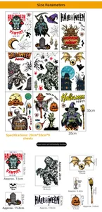 Dettaglio di 9 adesivi statici di Halloween con motivi di zucche e fantasmi per finestre