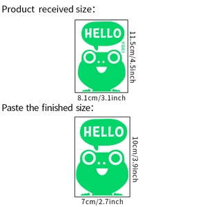 Luminous frog wall sticker dimensions including size specs and product measurements