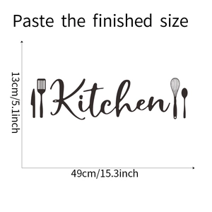 Sticker mural cuisine avec ustensiles et dimensions 49x13cm pour décoration