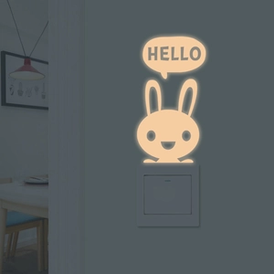 Luminous Hello Rabbit wall sticker for home switch decoration in dark environment