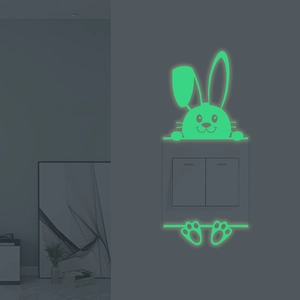 Glow in the dark bunny rabbit wall sticker for light switch decor in neon green