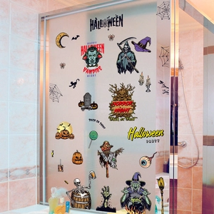 Adesivi Halloween con scheletri zucche e vampiri per decorazione di vetri e finestre