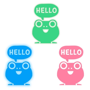 Cute luminous frog wall stickers in green blue and pink colors with hello bubble decor