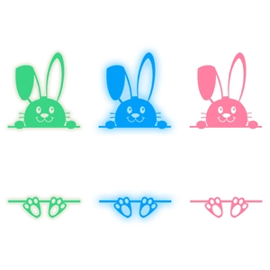 Cute luminous bunny wall stickers in green blue and pink colors for home wall decoration