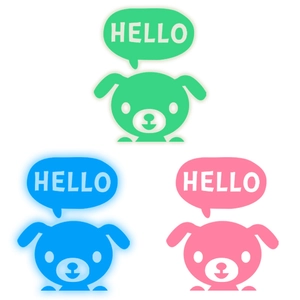 Autocollants muraux chien HELLO lumineux pour interrupteur en bleu, vert et rose