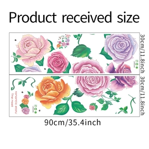 Tableau des tailles détaillé montrant le tracé 90x30cm des stickers roses colorées