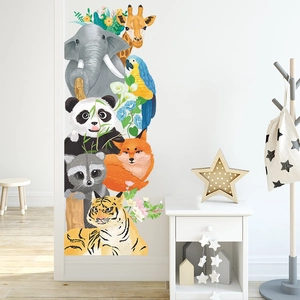 Hand-painted animal wall stickers with elephant and tiger for kids room decoration