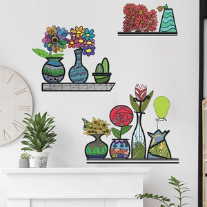 Creative Vase Flower Potted Plant Wall Stickers Modern PVC Waterproof Self Adhesive Home Decor Wall Decal For Living Room