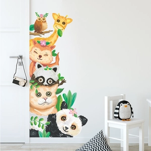 Stickers muraux animaux mignons avec panda et girafe pour déco chambre d'enfant