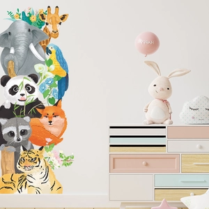 Cute cartoon elephant and panda wall decals for kids room and nursery decoration