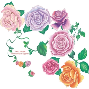 Stickers muraux roses peintes à la main pour décoration de chambre et salon élégant