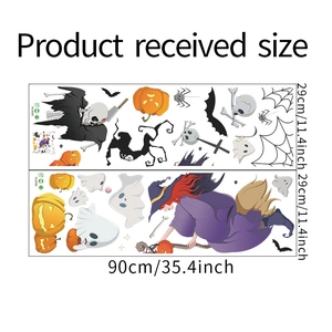 Set of 2 Halloween wall decals with witches and ghosts, measuring 90x29cm each