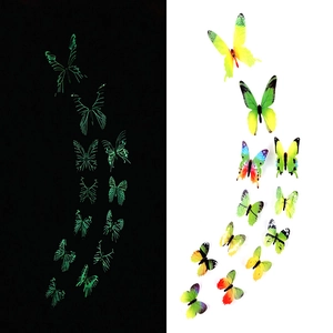 Stickers muraux papillons 3D fluorescents avec effet lumineux et couleurs vives variés