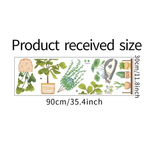 Detail view of LD93018 wall sticker size showing tropical plants and a cat illustration
