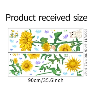 Guida dettagliata alle dimensioni per adesivi murali girasole con misure di 30x90cm per foglio