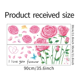 Dettaglio dell'adesivo murale rose rosa LD96093 con testo I love you forever e cuori