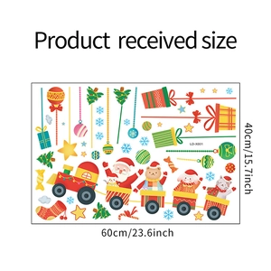 Detailed product size layout showing Santa train wall stickers 60cm by 40cm in dimensions