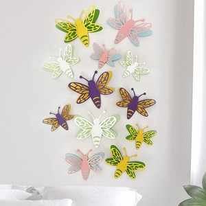 3D bunte doppellagige Schmetterling Wandaufkleber Set für DIY Deko im Wohnzimmer