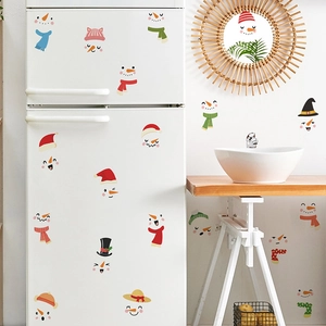 Cute DIY snowman face decals for Christmas window and fridge home decorations