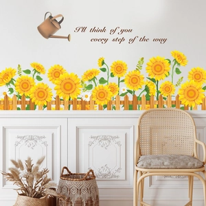 Sonnenblumen-Gartenzaun-Wandsticker für Schlafzimmer und Wohnzimmer Deko Aufkleber
