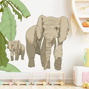 Wandaufkleber mit Elefanten und Palmenblatt für moderne Kinderzimmer Dekorationen