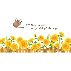 Selbstklebende Sonnenblumen Wandsticker Set mit Zaun und Spruch für die Raumdekoration