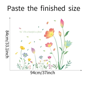 Detail view of floral wall sticker set with dimensions 94x84cm for home wall decoration