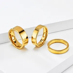 Bague Anneau Simple en Acier au Tungstène pour Homme Femme Poli Miroir Bijoux Minimalistes Mariage Fête Cadeau Mode