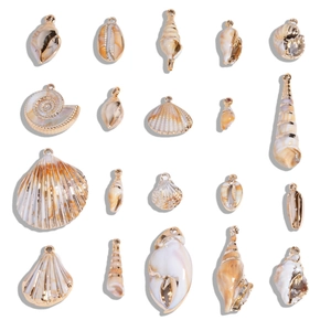 Ocean Theme Acrylic Shell Conch Pendants For DIY Jewelry Making Gold Edged Marine Charms Pendant Only Without Chain