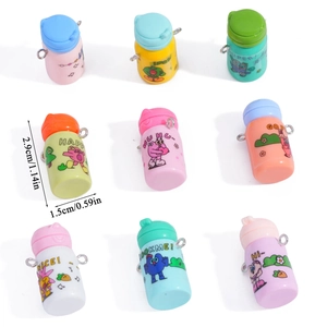Set of 9 colorful 3D resin cartoon water bottle charms for DIY jewelry and keychains