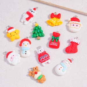 DIY Christmas resin charms set with Santa, reindeer and tree pendants for jewelry making