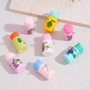 Miniature colorful bottle charms with cartoon designs for DIY jewelry and keychains