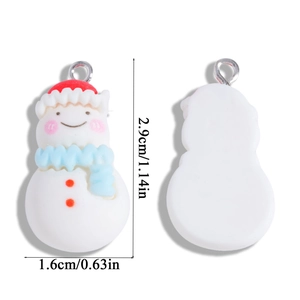 Cute resin snowman pendant for DIY jewelry with dimensions of 2.9cm height and 1.6cm width