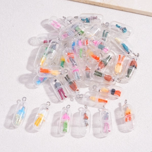Miniature figure capsule resin pendants with silver metal loops for DIY jewelry making