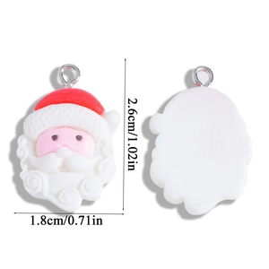 Detail view of resin Santa Claus charm with 2.6cm height and 1.8cm width dimensions