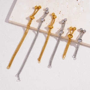 Braccialetti a cursore regolabili in acciaio inossidabile dorato e argento, catena box
