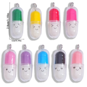 Cute capsule-shaped resin charms in multiple colors for DIY jewelry making and crafts