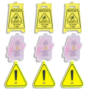 Pendentif Panneau d'Avertissement en Acrylique Accessoires de Bijoux DIY Breloque Créative Panneau de Prudence pour Sac Porte-clés