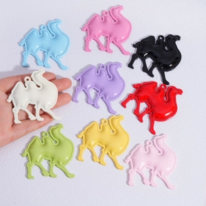 Colorful camel faux leather and enamel alloy pendants for DIY keychains and bags
