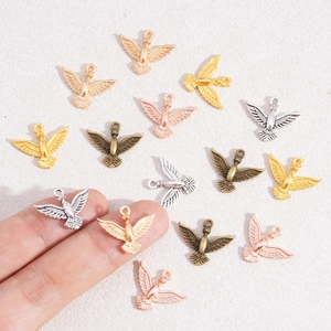 DIY metal bird charms in gold, silver, rose gold and bronze for jewelry making