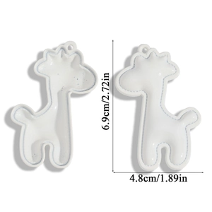 DIY giraffe animal keychain pendant in white faux leather style, 6.9cm size for bag decor
