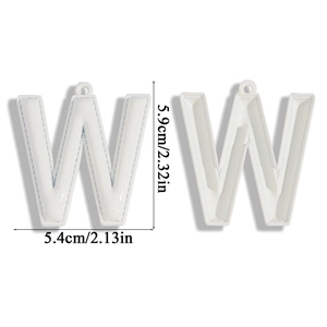 Ciondolo lettera W bianco stile pelle PU con cuciture per accessori portachiavi fai da te