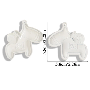 White horse shaped PU leather pendant with heart pattern and 5.8cm size mark