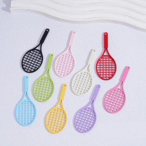 Set of nine colorful mini tennis racket alloy pendants for DIY jewelry and keychains